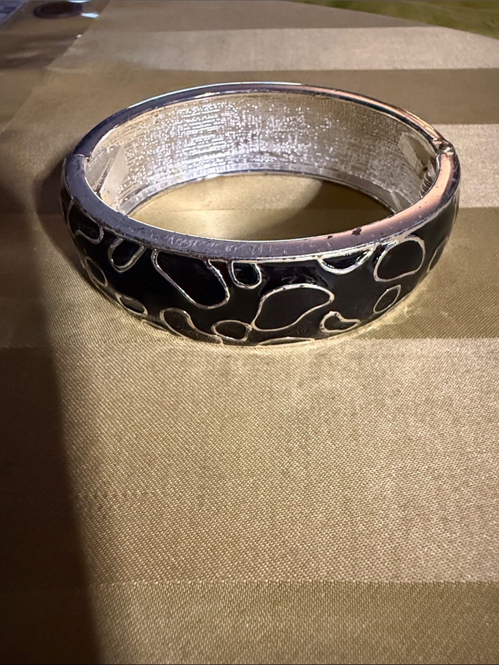 Black Enamel Patterned Bangle Bracelet